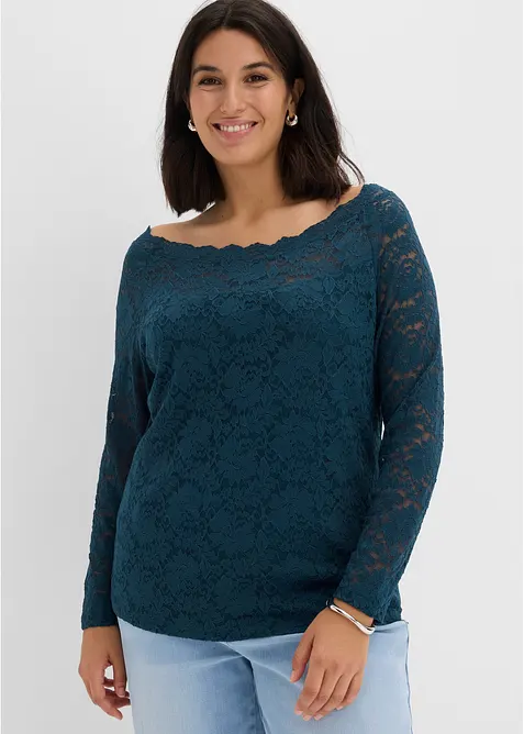 Maglia in pizzo a maniche lunghe, bonprix