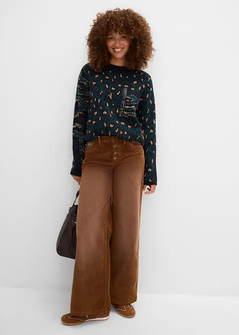 Pantaloni in velluto a coste di misto cotone elasticizzato, bonprix