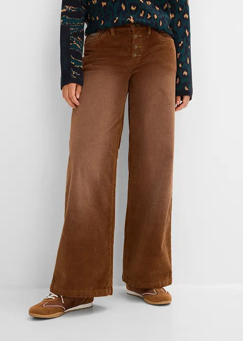 Pantaloni in velluto a coste di misto cotone elasticizzato, bonprix
