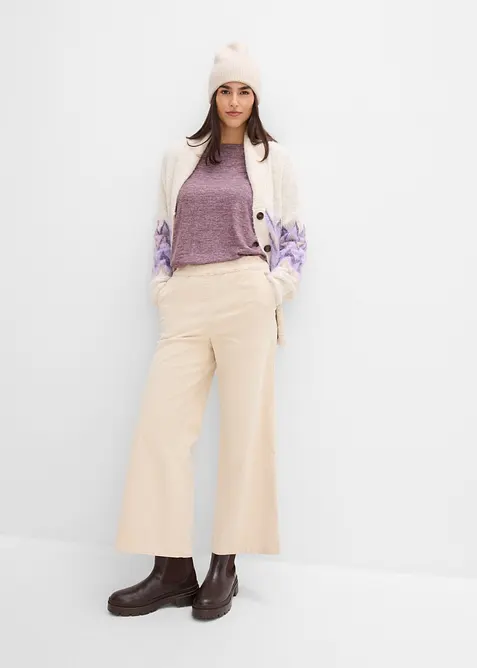 Pantaloni in velluto di misto cotone, vita alta, bonprix