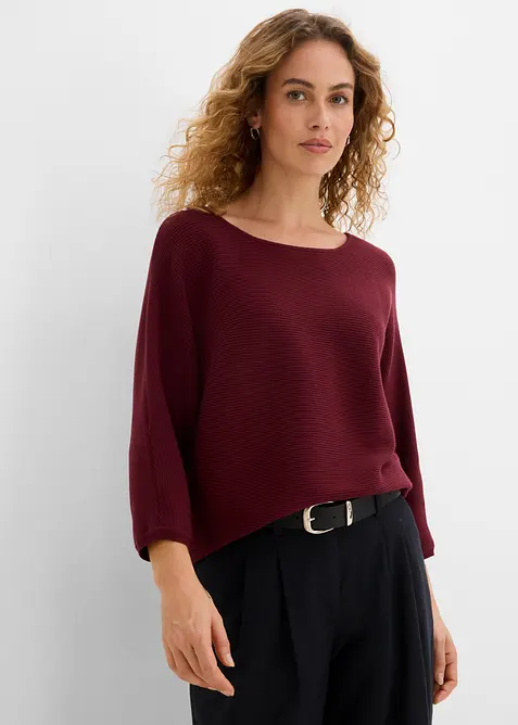 Maglione oversize a costine in misto viscosa, bonprix