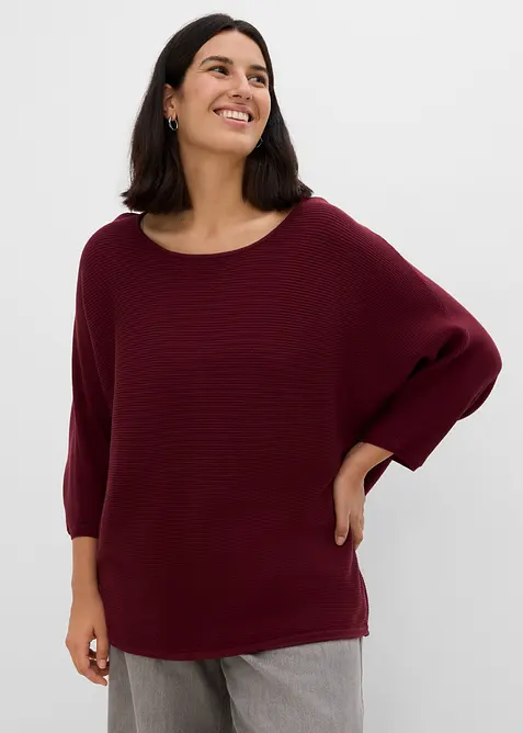 Maglione oversize a costine in misto viscosa, bonprix