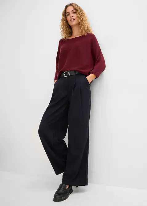 Maglione oversize a costine in misto viscosa, bonprix