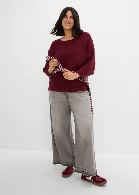 Maglione oversize a costine in misto viscosa, bonprix