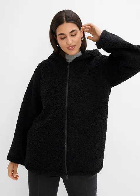 Giacca in pile teddy svasata con spacchi laterali, bonprix