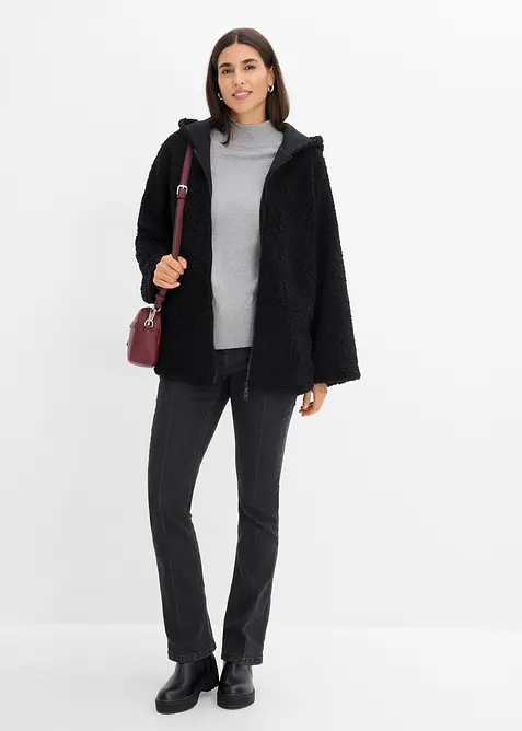 Giacca in pile teddy svasata con spacchi laterali, bonprix