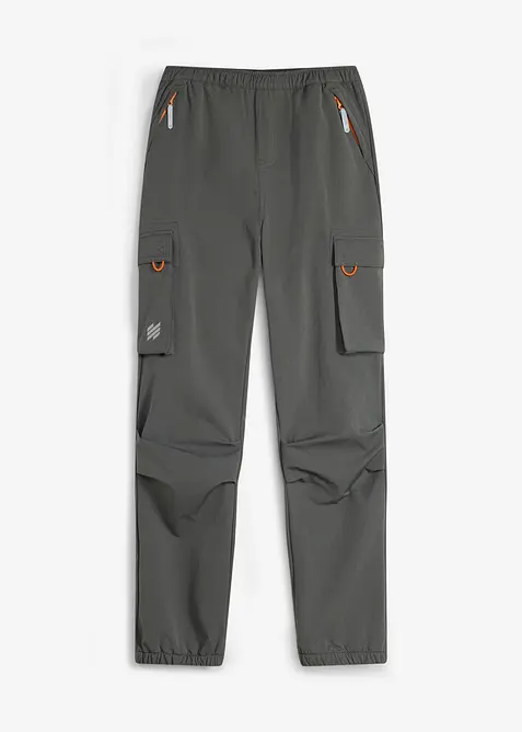 Pantaloni cargo in softshell elasticizzati idrorepellenti con vita regolabile, bonprix