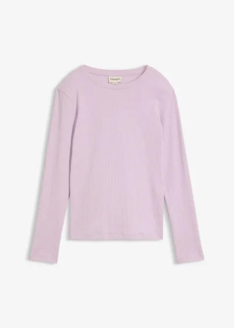 Maglia a maniche lunghe in puro cotone a coste, bonprix