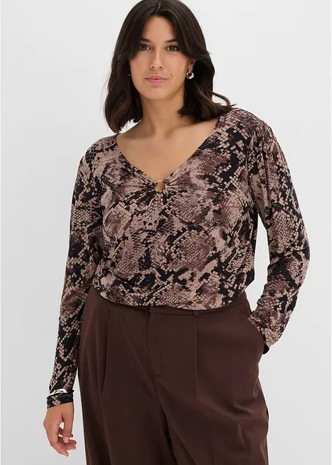 Maglia a maniche lunghe con accessorio, bonprix
