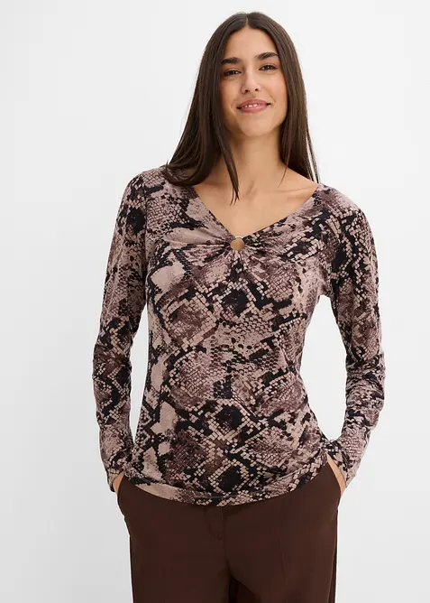 Maglia a maniche lunghe con accessorio, bonprix