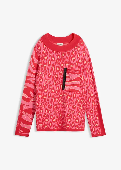 Maglione leopardato in filato fine, bonprix
