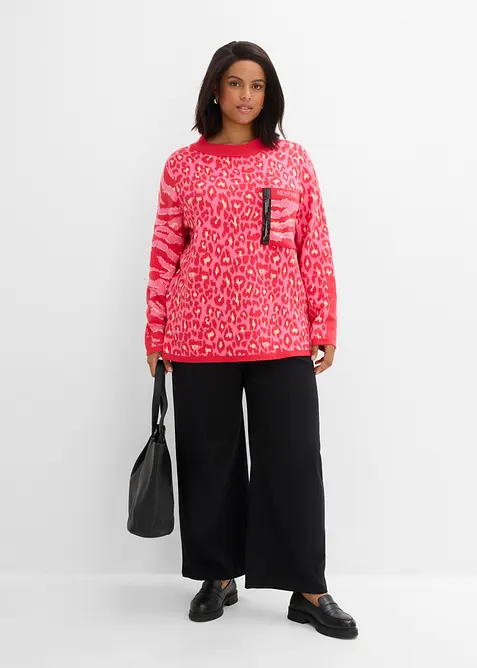 Maglione leopardato in filato fine, bonprix