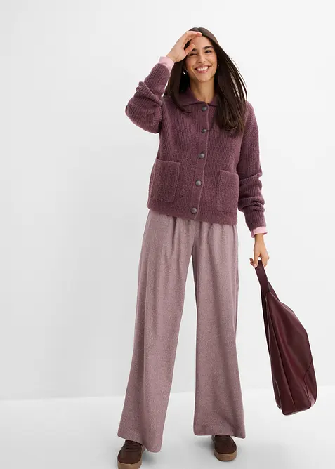 Pantaloni a palazzo in misto viscosa effetto lana, bonprix