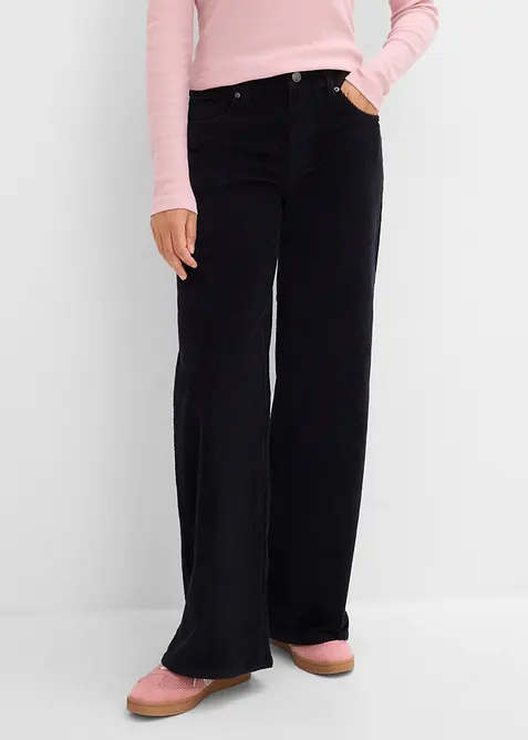 Pantaloni in velluto a coste di misto cotone elasticizzato, bonprix