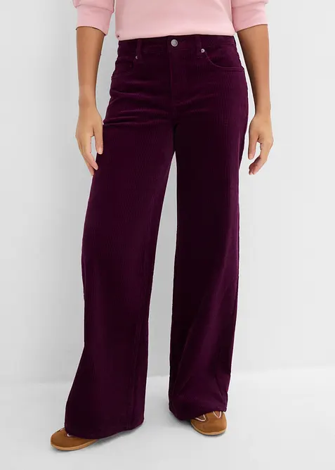 Pantaloni in velluto a coste di misto cotone elasticizzato, bonprix