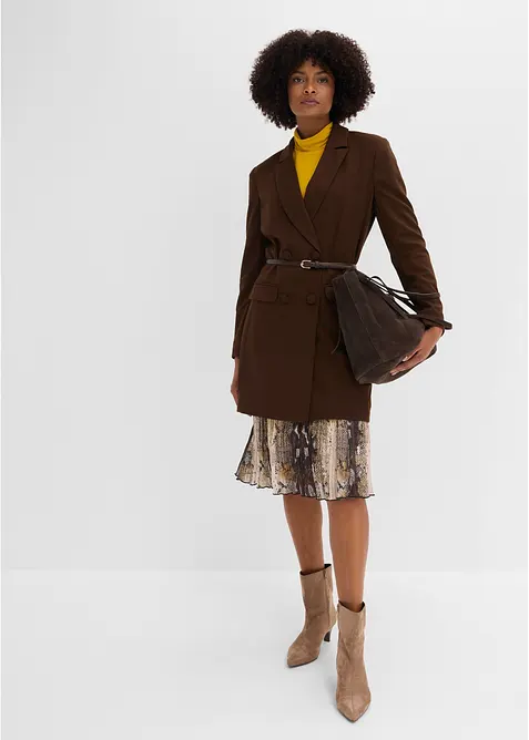 Blazer lungo in punto di Roma, bonprix