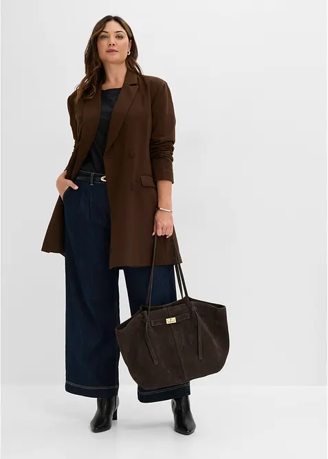Blazer lungo in punto di Roma, bonprix