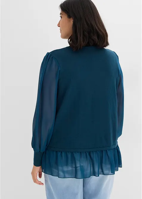 Maglione in filato fine con inserto effetto camicia, bonprix