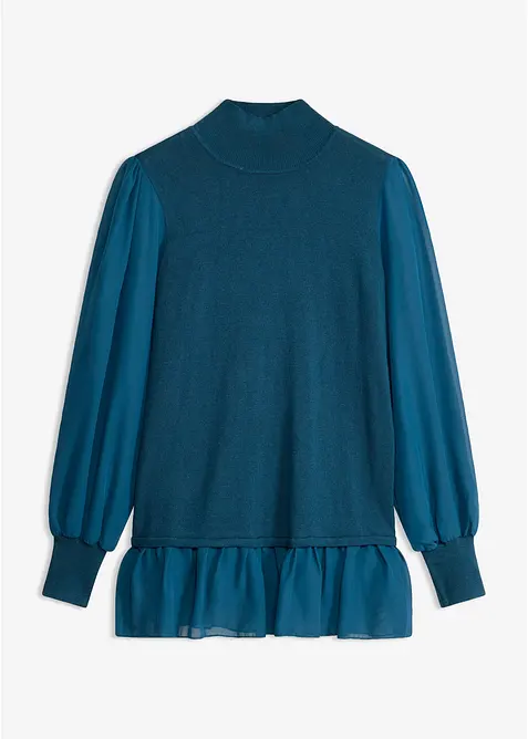 Maglione in filato fine con inserto effetto camicia, bonprix