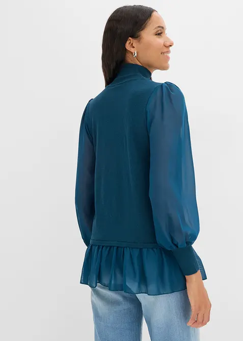 Maglione in filato fine con inserto effetto camicia, bonprix