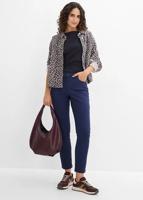 Pantaloni in twill di misto cotone elasticizzato, bonprix