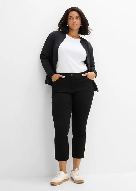 Pantaloni in twill di misto cotone elasticizzato, bonprix