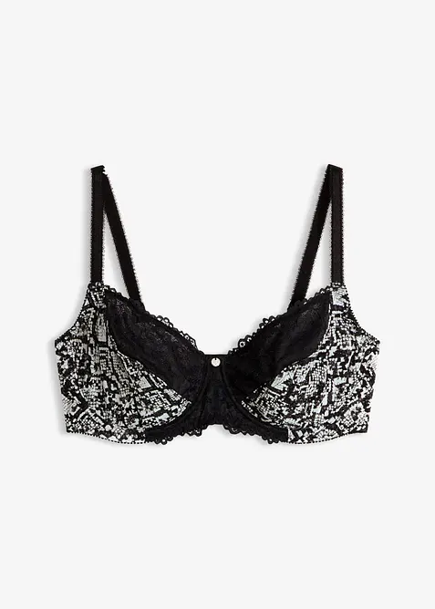 Reggiseno con ferretto e mesh stampato, bonprix