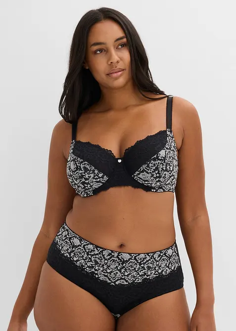 Reggiseno con ferretto e mesh stampato, bonprix