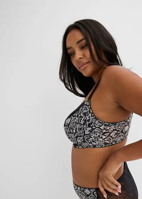Reggiseno con ferretto e mesh stampato, bonprix