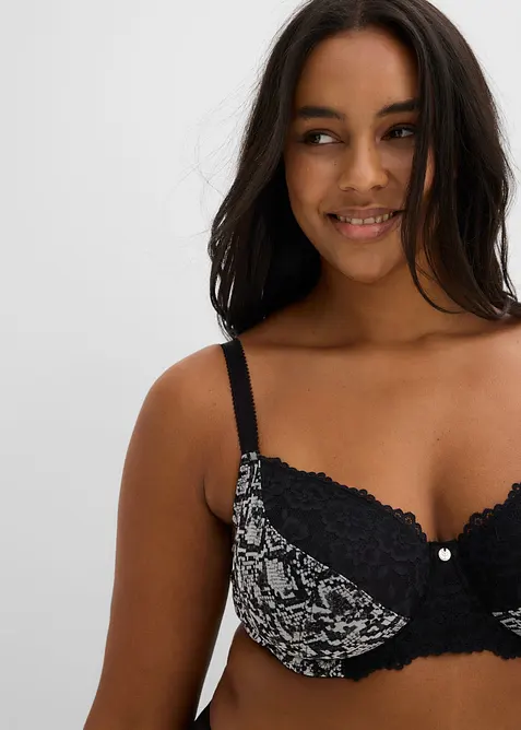 Reggiseno con ferretto e mesh stampato, bonprix