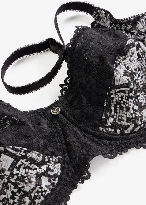 Reggiseno con ferretto e mesh stampato, bonprix