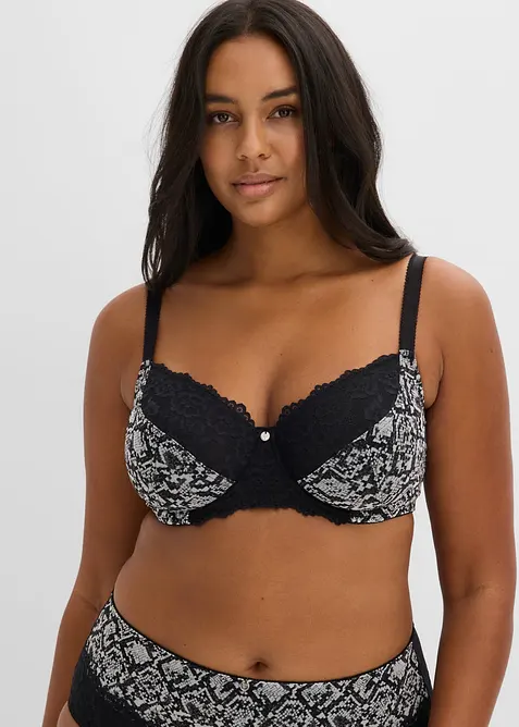 Reggiseno con ferretto e mesh stampato, bonprix