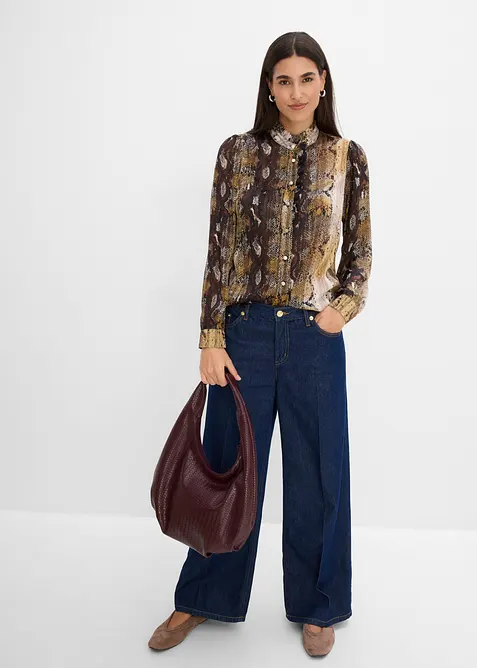 Camicetta in chiffon con fili glitterati, bonprix
