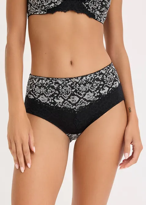Culotte a vita alta con mesh stampato, bonprix