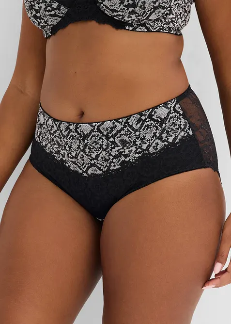 Culotte a vita alta con mesh stampato, bonprix