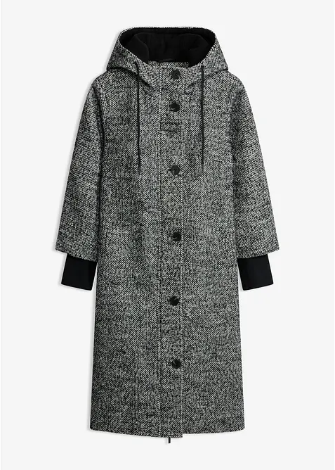 Cappotto effetto tweed con polsini in maglia, bonprix