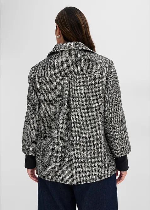 Caban effetto tweed con polsini in maglia, bonprix