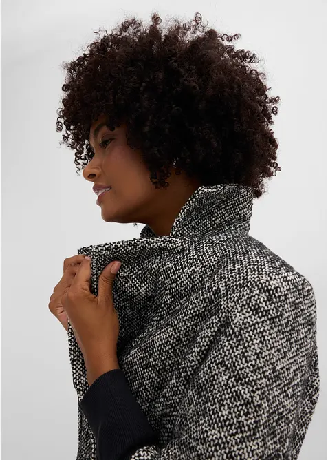 Caban effetto tweed con polsini in maglia, bonprix