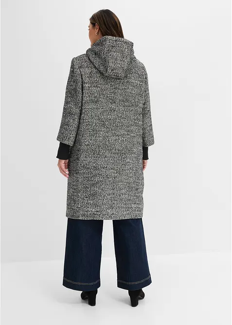 Cappotto effetto tweed con polsini in maglia, bonprix