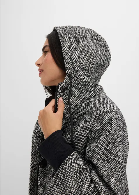 Cappotto effetto tweed con polsini in maglia, bonprix