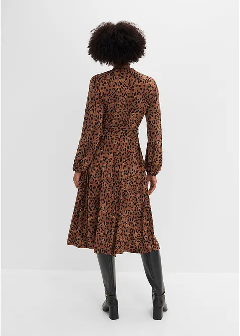 Abito in jersey leopardato con laccetto sottile in vita, bonprix