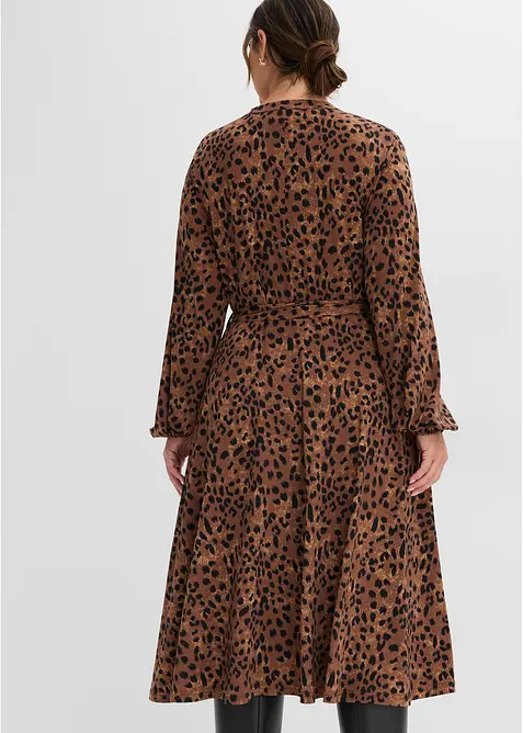 Abito in jersey leopardato con laccetto sottile in vita, bonprix