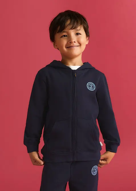 Felpa con zip e cappuccio Lurchi in cotone biologico morbido, Lurchi