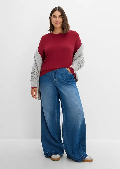 Maglia a maniche lunghe in misto viscosa elasticizzato, bonprix