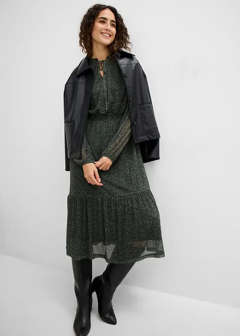 Abito in jersey e mesh fine, bonprix