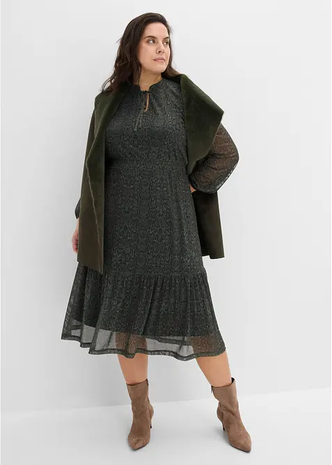 Abito in jersey e mesh fine, bonprix