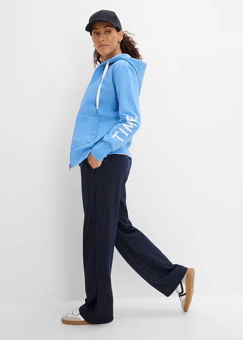 Felpa con zip e cappuccio in misto cotone biologico elasticizzato, bonprix