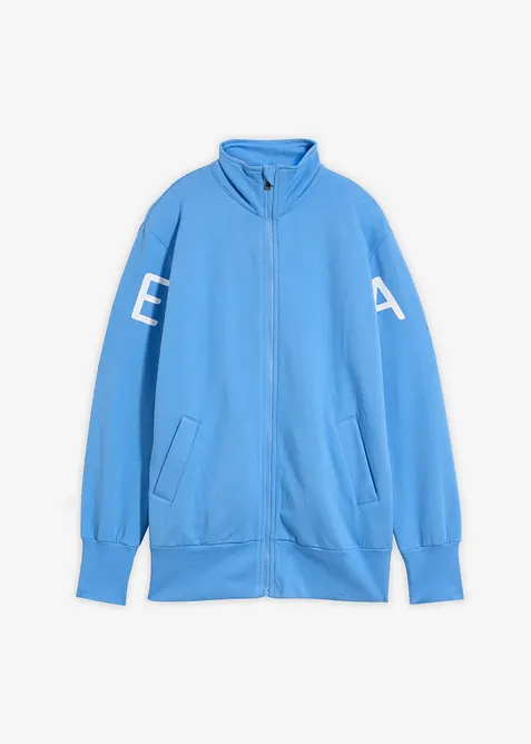 Felpa con zip in misto cotone biologico elasticizzato, bonprix