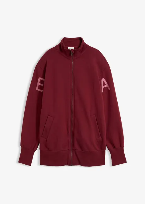 Felpa con zip in misto cotone biologico elasticizzato, bonprix
