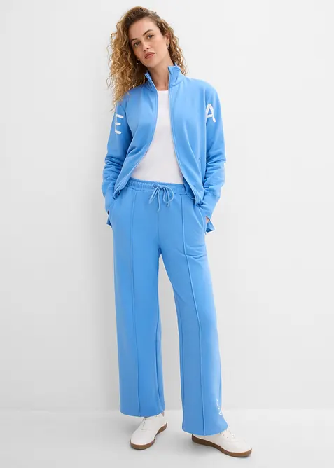 Felpa con zip in misto cotone biologico elasticizzato, bonprix